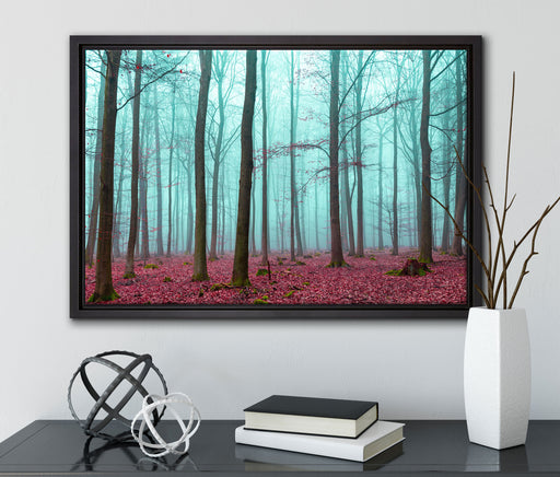 abstrakter Wald auf Leinwandbild gerahmt mit Kirschblüten