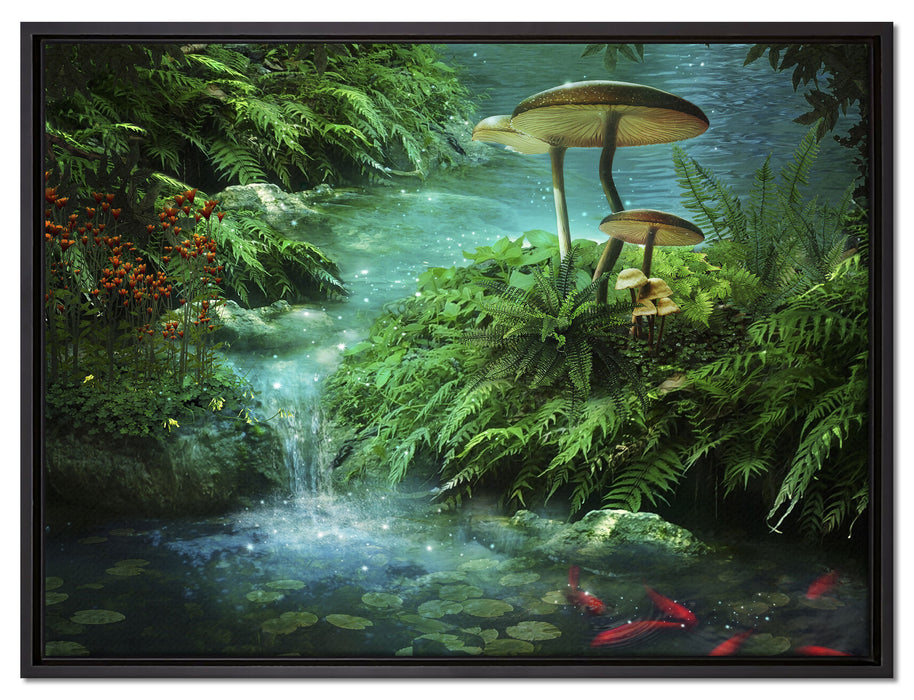 magischer Märchenwald auf Leinwandbild gerahmt Größe 80x60