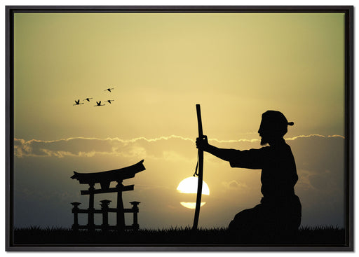 Samurai-Meister vor Horizont auf Leinwandbild gerahmt Größe 100x70