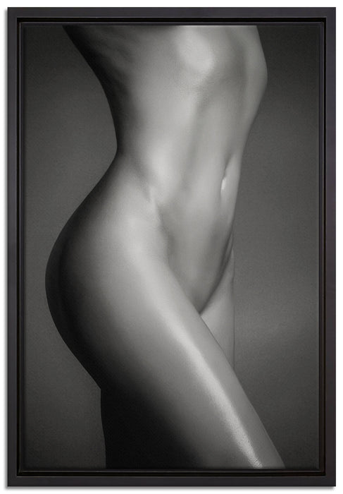 schlanker nackter Frauenkörper auf Leinwandbild gerahmt Größe 60x40