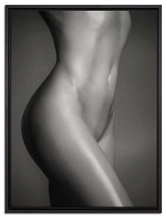 schlanker nackter Frauenkörper auf Leinwandbild gerahmt Größe 80x60