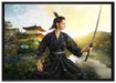Samurai-Kriegerin Schnee auf Leinwandbild gerahmt Größe 100x70
