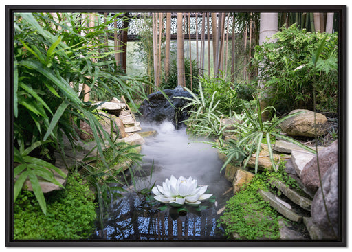 Zen Garten Japan auf Leinwandbild gerahmt Größe 100x70