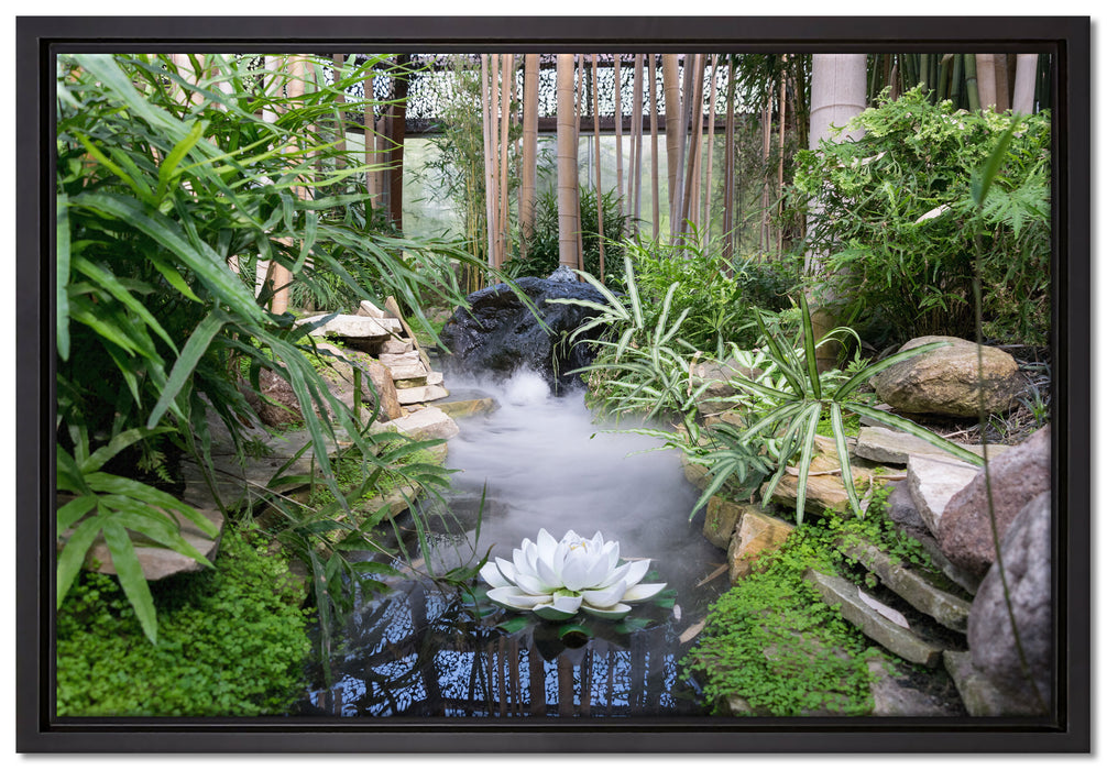 Zen Garten Japan auf Leinwandbild gerahmt Größe 60x40