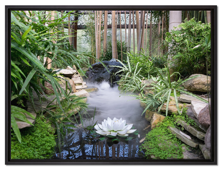 Zen Garten Japan auf Leinwandbild gerahmt Größe 80x60