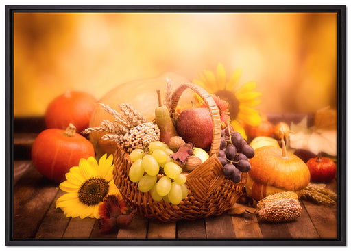 Herbsternte auf Leinwandbild gerahmt Größe 100x70