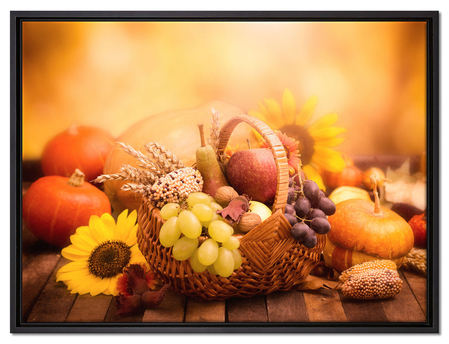 Herbsternte auf Leinwandbild gerahmt Größe 80x60