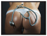 Frauenpo mit Stethoskop auf Leinwandbild gerahmt Größe 80x60