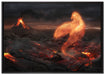 Brennender Phönix Vulkanlandschaft auf Leinwandbild gerahmt Größe 100x70
