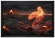 Brennender Phönix Vulkanlandschaft auf Leinwandbild gerahmt Größe 60x40