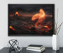 Brennender Phönix Vulkanlandschaft auf Leinwandbild gerahmt mit Kirschblüten