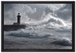 Sturmwellen Leuchtturm Portugal auf Leinwandbild gerahmt Größe 60x40