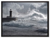 Sturmwellen Leuchtturm Portugal auf Leinwandbild gerahmt Größe 80x60