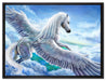 Pegasus fliegt über den Wolken auf Leinwandbild gerahmt Größe 80x60