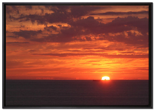Sonnenuntergang über Meer auf Leinwandbild gerahmt Größe 100x70
