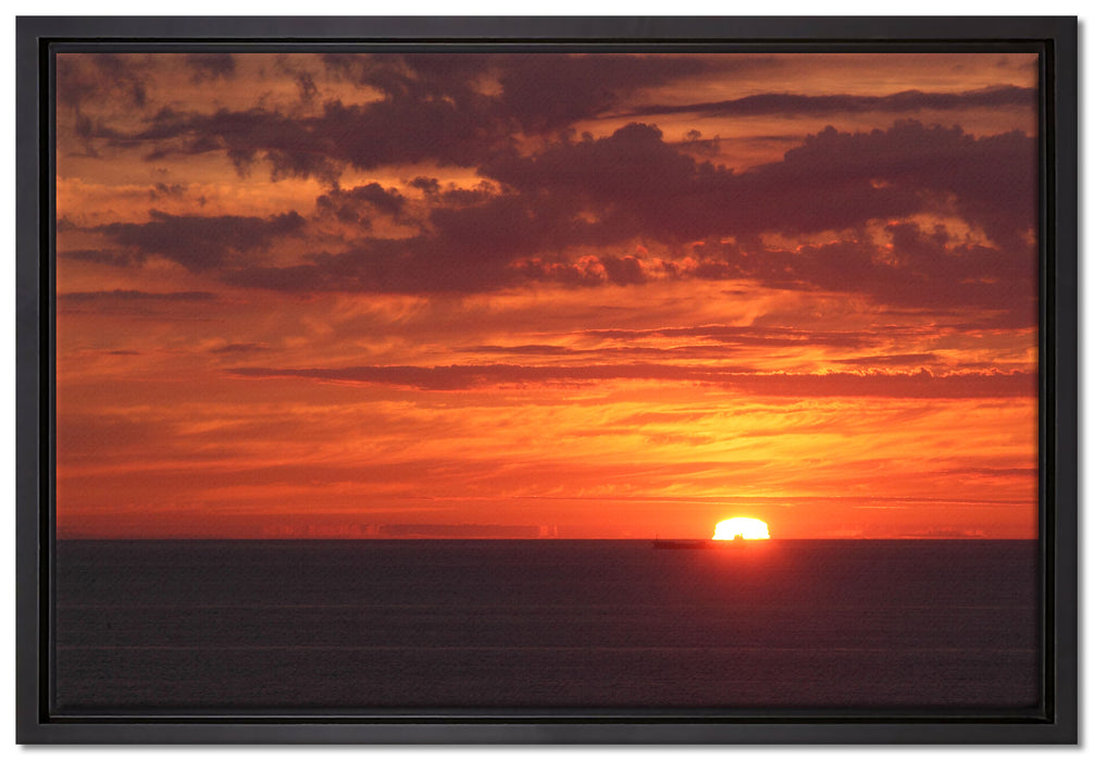 Sonnenuntergang über Meer auf Leinwandbild gerahmt Größe 60x40