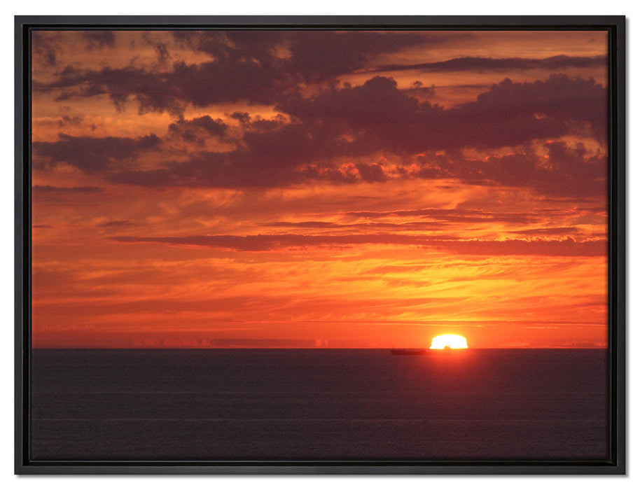 Sonnenuntergang über Meer auf Leinwandbild gerahmt Größe 80x60
