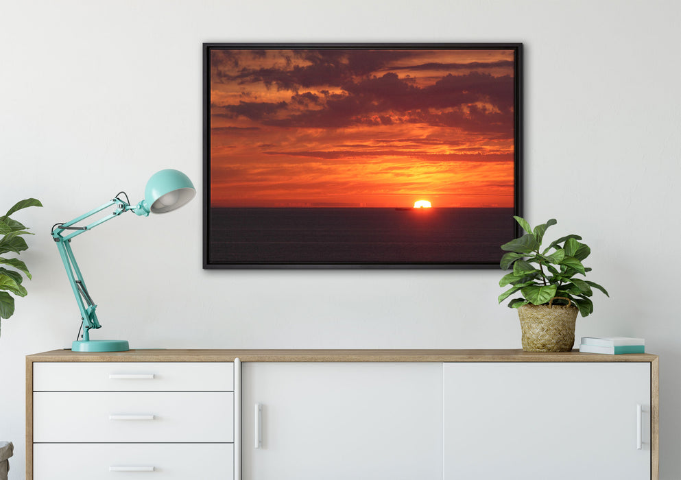 Sonnenuntergang über Meer auf Leinwandbild gerahmt verschiedene Größen im Wohnzimmer