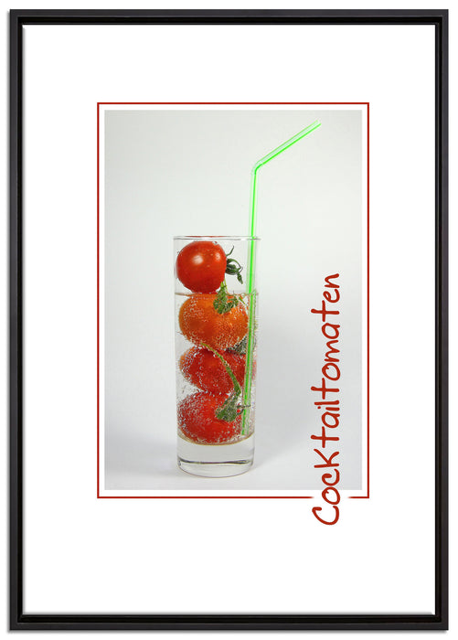 Cocktailtomaten im Glas auf Leinwandbild gerahmt Größe 100x70