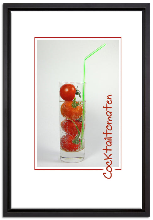 Cocktailtomaten im Glas auf Leinwandbild gerahmt Größe 60x40