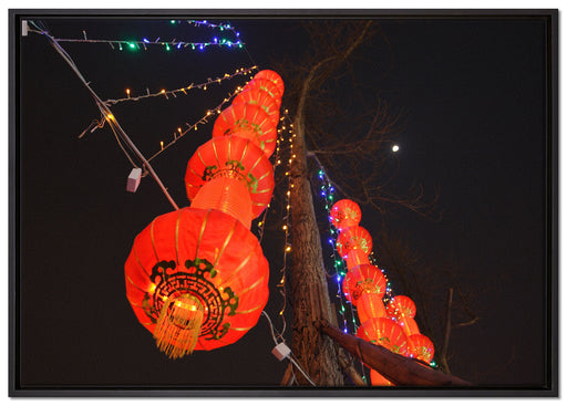 traditionelle chinesische Lampions auf Leinwandbild gerahmt Größe 100x70