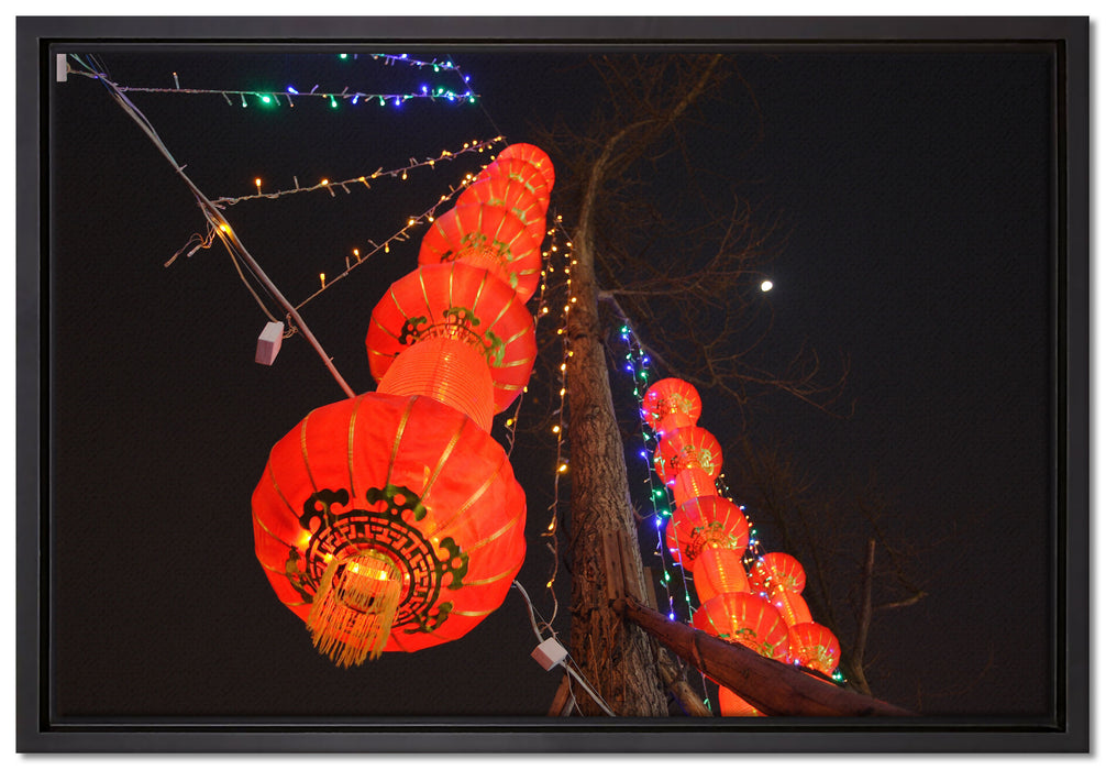 traditionelle chinesische Lampions auf Leinwandbild gerahmt Größe 60x40