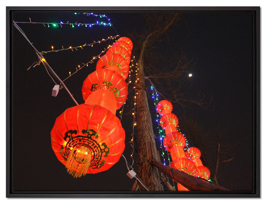 traditionelle chinesische Lampions auf Leinwandbild gerahmt Größe 80x60