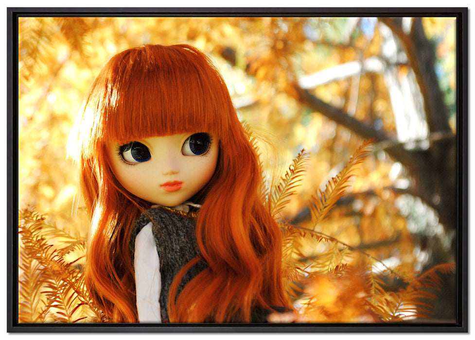 Püppchen im Wald auf Leinwandbild gerahmt Größe 100x70