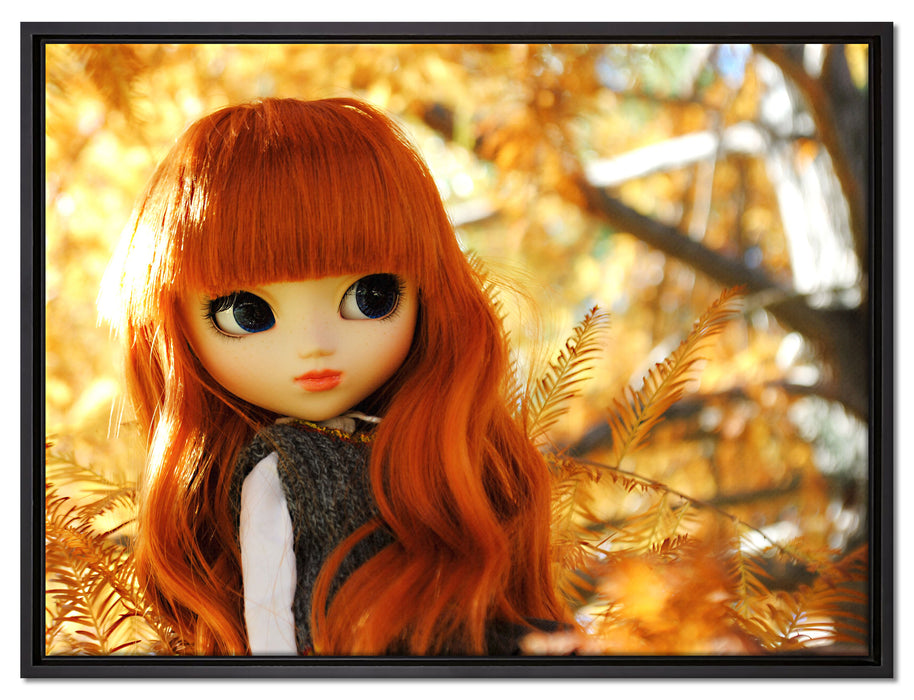 Püppchen im Wald auf Leinwandbild gerahmt Größe 80x60