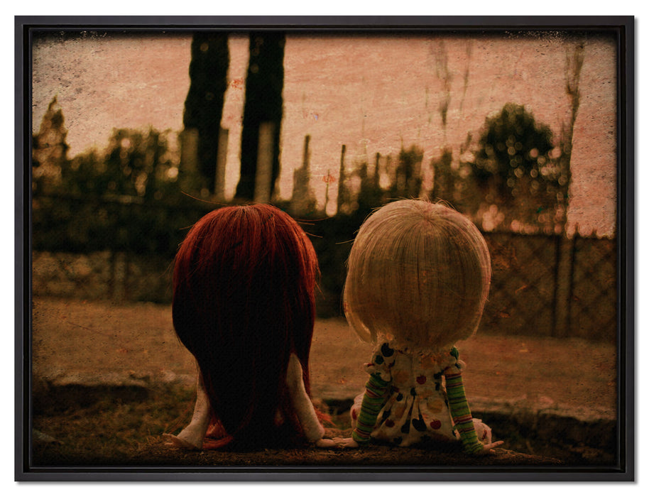 Pullips halten Händchen auf Leinwandbild gerahmt Größe 80x60