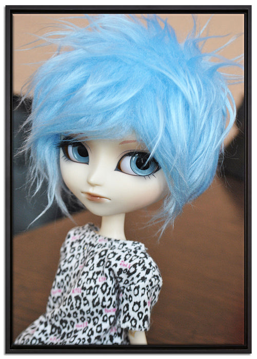 rebellische Pullip-Puppe auf Leinwandbild gerahmt Größe 100x70