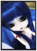 Pullip-Puppe mit blau Haaren auf Leinwandbild gerahmt Größe 100x70