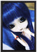 Pullip-Puppe mit blau Haaren auf Leinwandbild gerahmt Größe 60x40