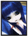 Pullip-Puppe mit blau Haaren auf Leinwandbild gerahmt Größe 80x60