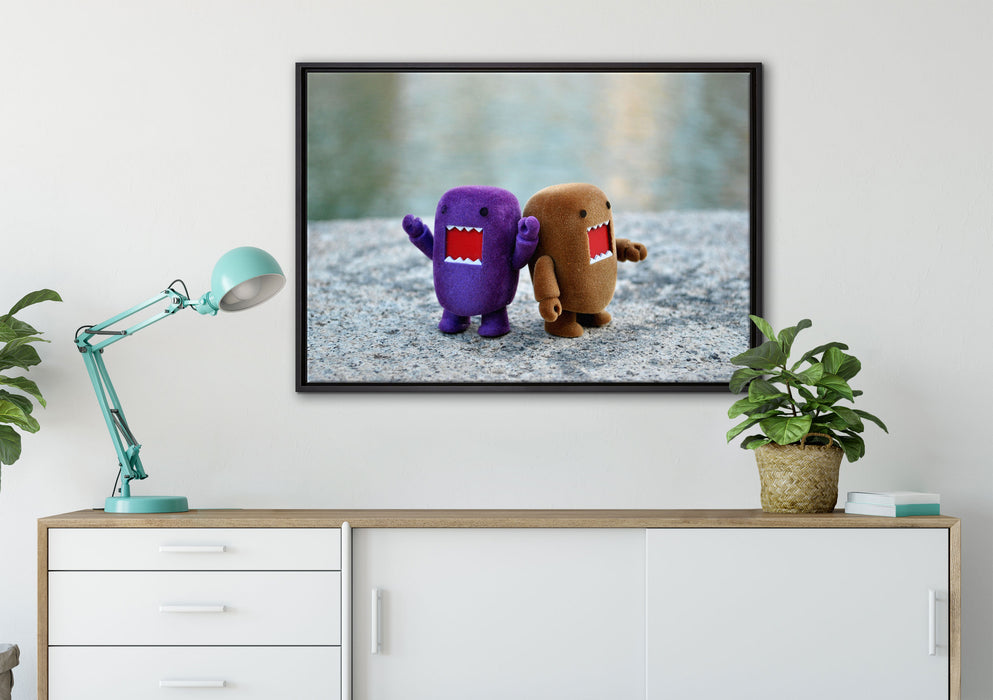 Rawr Monsterpuppen auf Leinwandbild gerahmt verschiedene Größen im Wohnzimmer