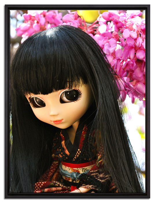 anmutige Geisha Pullip auf Leinwandbild gerahmt Größe 80x60