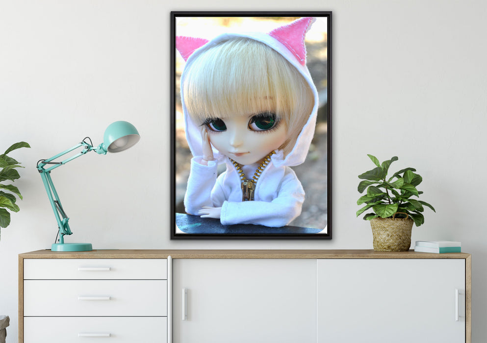 Pullip-Puppe auf Leinwandbild gerahmt verschiedene Größen im Wohnzimmer