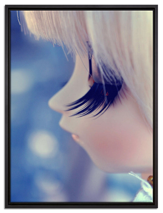 Pullip-Püppchen mit Wimpern auf Leinwandbild gerahmt Größe 80x60
