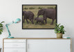 wandernde Elefantenfamilie auf Leinwandbild gerahmt verschiedene Größen im Wohnzimmer