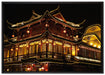 Dark prächtiges chinesisches Haus auf Leinwandbild gerahmt Größe 100x70