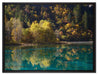 herbstlicher Wald am See auf Leinwandbild gerahmt Größe 80x60