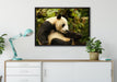 niedlicher Pandabär auf Leinwandbild gerahmt verschiedene Größen im Wohnzimmer