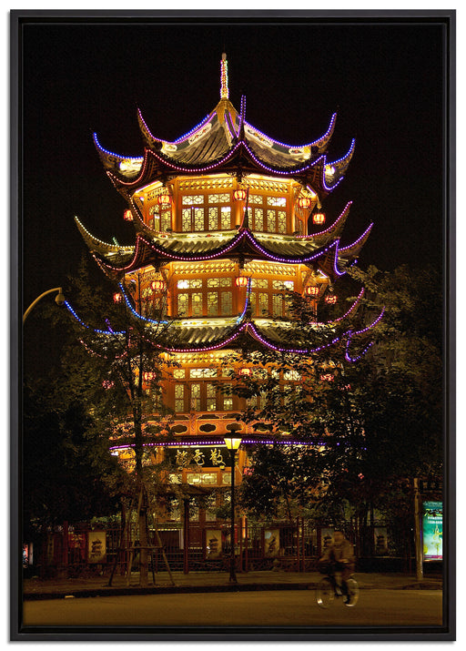 großartiges chinesisches Gebäude auf Leinwandbild gerahmt Größe 100x70