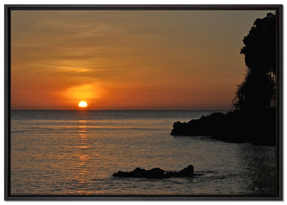 Sonnenuntergang über dem Horizont auf Leinwandbild gerahmt Größe 100x70