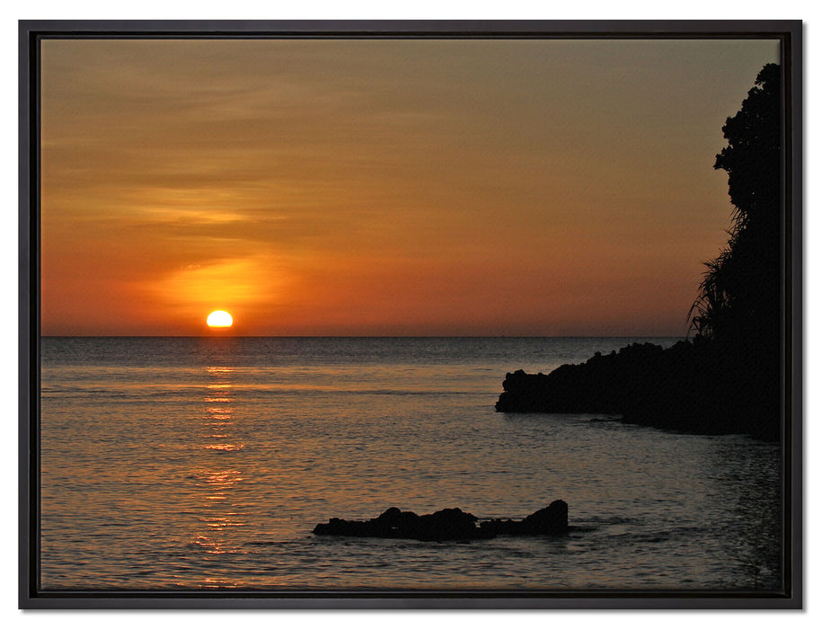 Sonnenuntergang über dem Horizont auf Leinwandbild gerahmt Größe 80x60