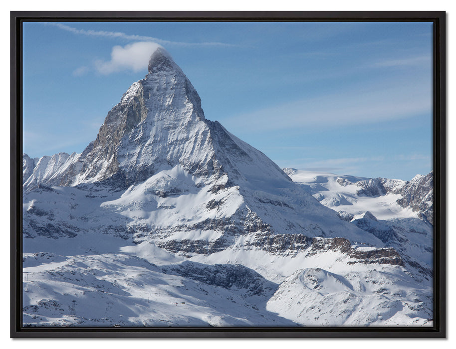 schneebedeckte Gipfel auf Leinwandbild gerahmt Größe 80x60