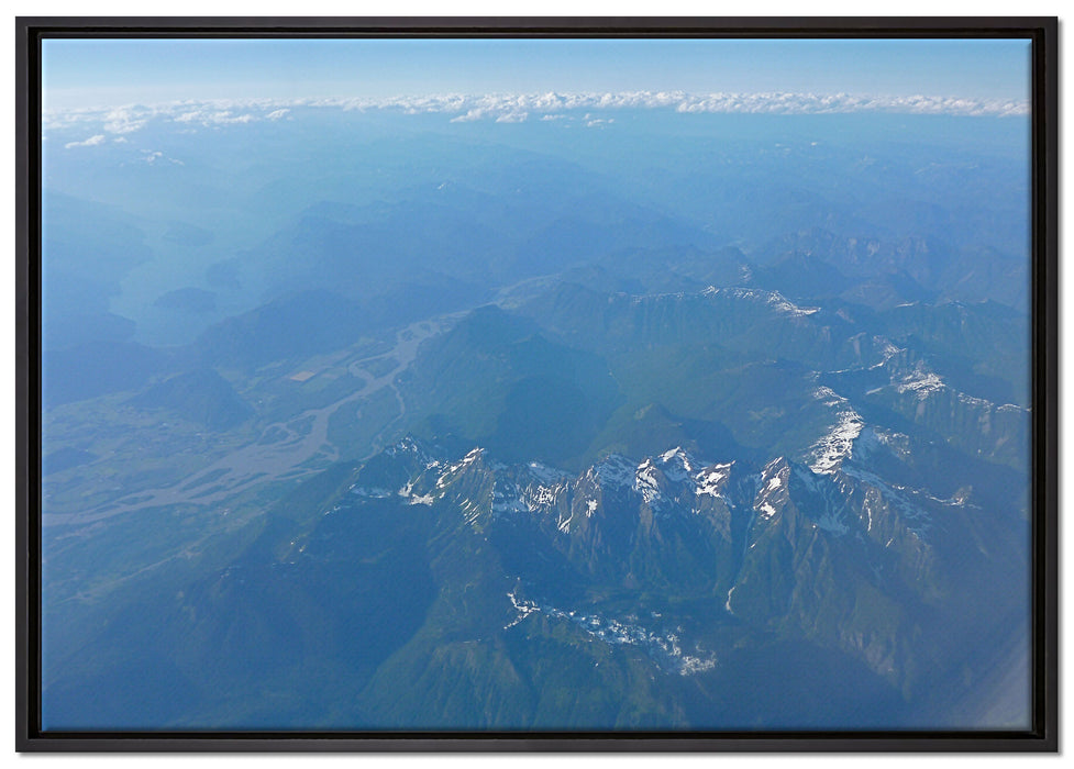 gewaltiges Gebirge auf Leinwandbild gerahmt Größe 100x70