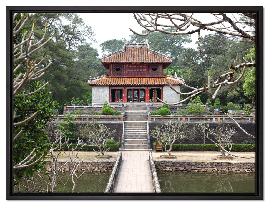 chinesischer Tempel auf Leinwandbild gerahmt Größe 80x60