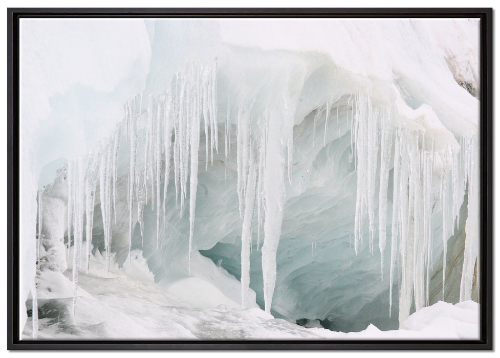 vereiste Höhle auf Leinwandbild gerahmt Größe 100x70