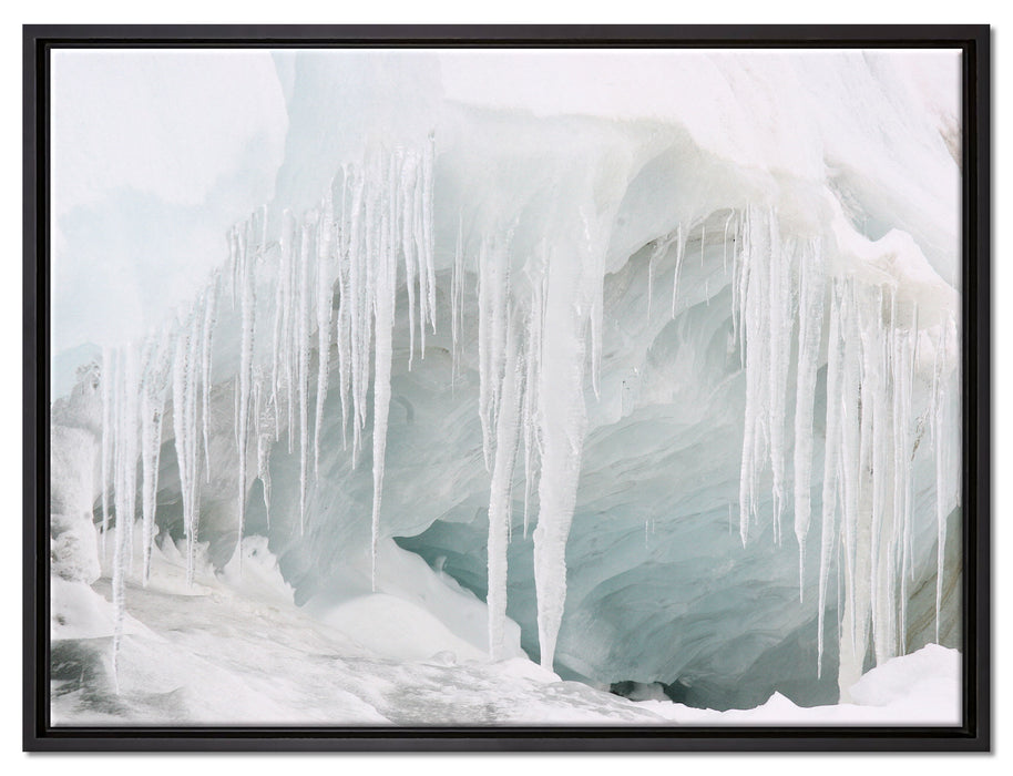 vereiste Höhle auf Leinwandbild gerahmt Größe 80x60